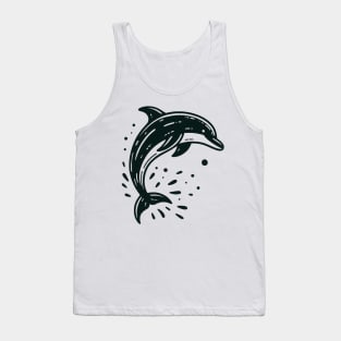 Stick Figure of a Dolphin in Black Ink Tank Top